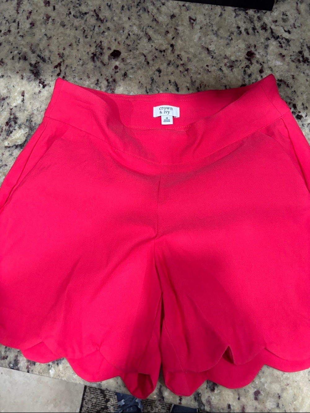 crown & ivy Hot Pink Scallop Hem High Waist Shorts women’s ladies shorts